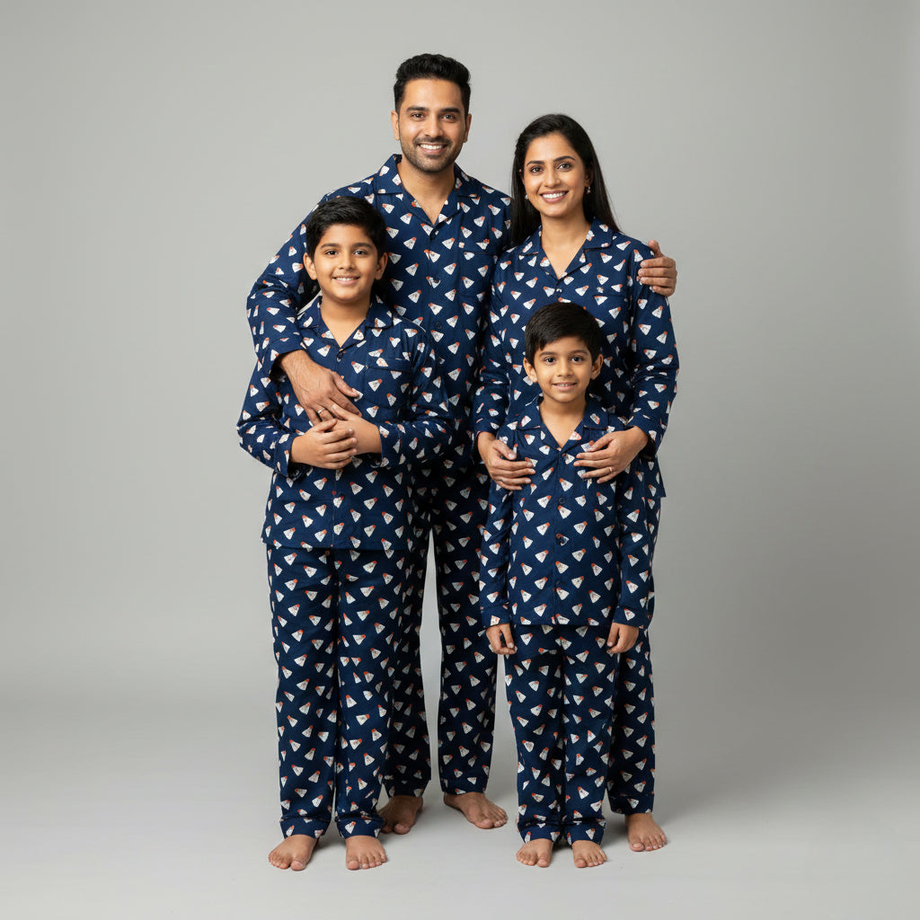 Shuttle cock print family homewear pajama set