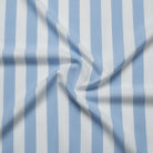 Sky blue cotton fabric with white stripe pattern