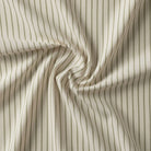 Soft ecru cotton fabric with olive green stripe detailing