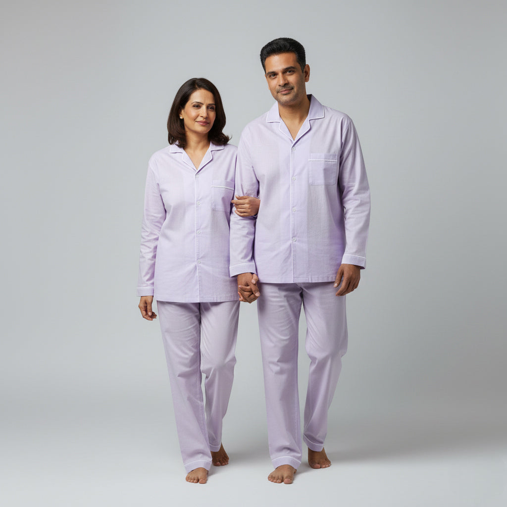 Soft lavender matching couple sleep set