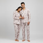 Hand drawn heart print couple matching pajamas for relaxed nightwear