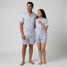 You and your partner in matching Striped Mania shorts set