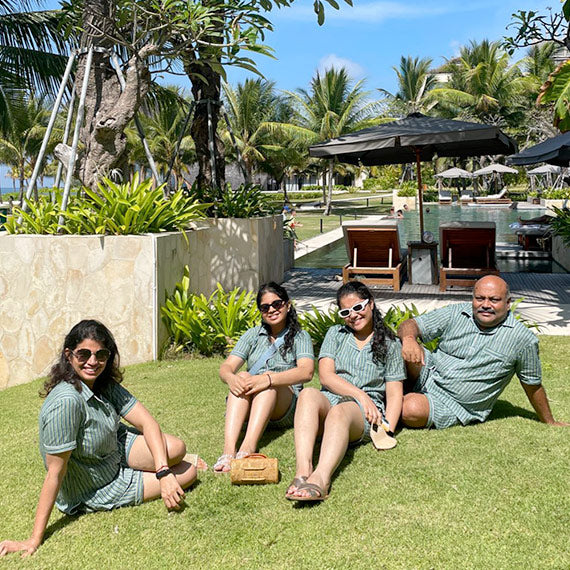Family in matching jaipuri cotton loungewear
