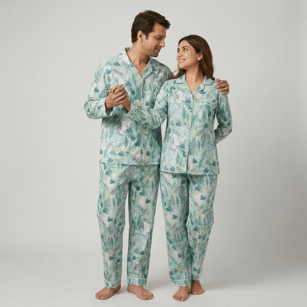 Pajama Tribe Tropical Garden couple night suit