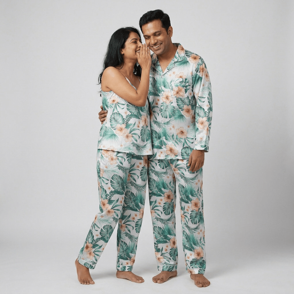 Matching Tropical Mood half-sleeve night suit for you and your partner