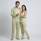 Matching Tropical Vibes satin full-sleeve night suit for you and your partner
