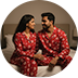 Matching valentine couple pajamas