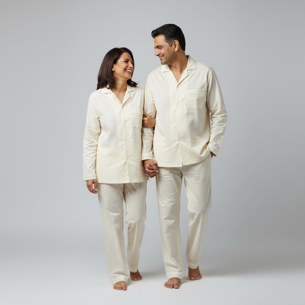 Warm ivory matching couple lounge set
