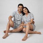 Matching White Fox shorts set for husband and wife