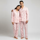 XO arrow print couple matching pajamas with playful heart details